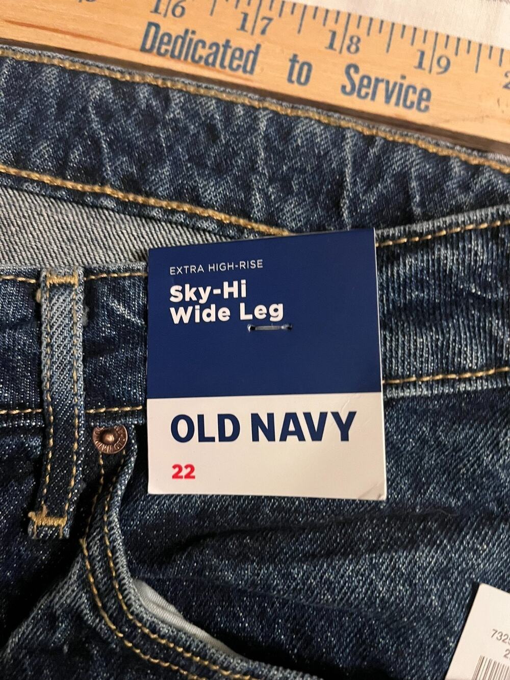 OLD NAVY SKY HI WIDE LEG BLUE JEANS WOMENS SIZE 22 HIGH RISE NEW WITH TAGS